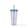 24OZ plastic straw cup Creative transparent cold drink cup with lid